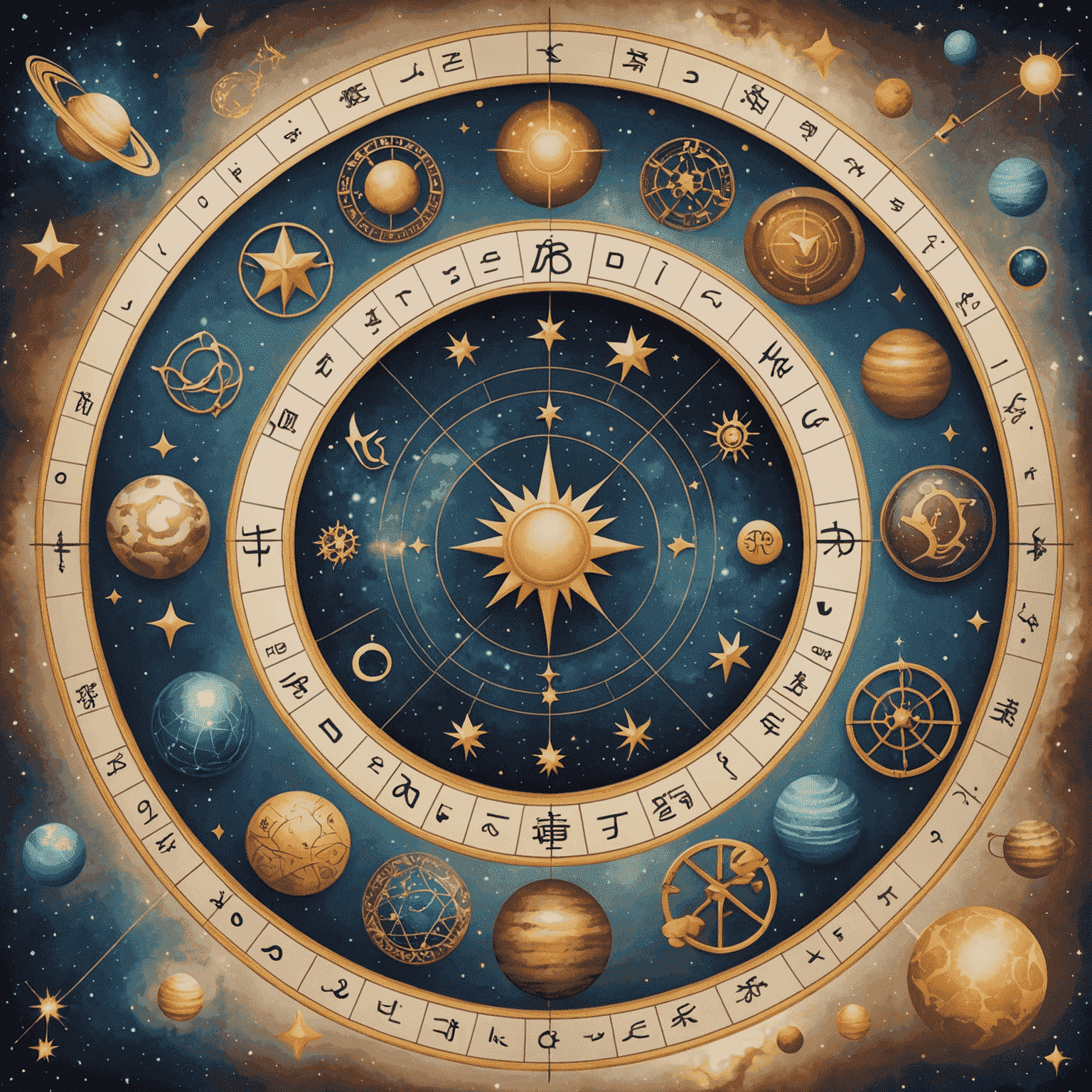 Une bannière montrant une voie lactée avec des symboles zodiacaux et des icônes de carrière entrelacés, symbolisant l'harmonie entre l'astrologie et le développement professionnel